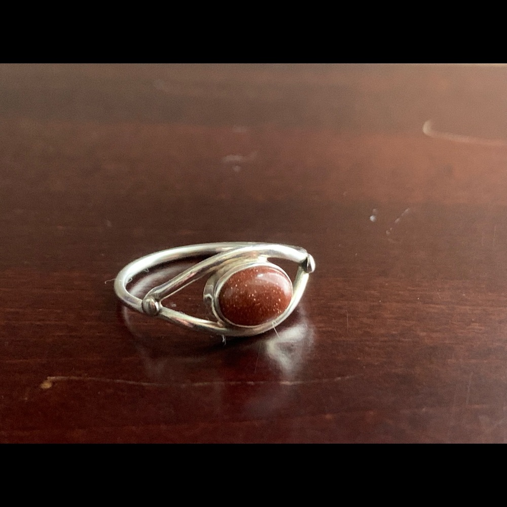 Gold Stone Sterling Silver Ring